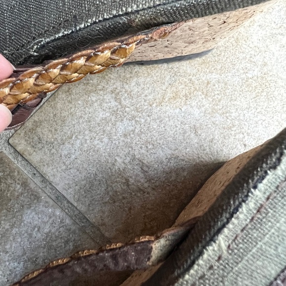 Y2K Skechers Leather Braide Modiste Electric Bond Chocolate Cork Wedge Sandals 8 - Picture 12 of 14